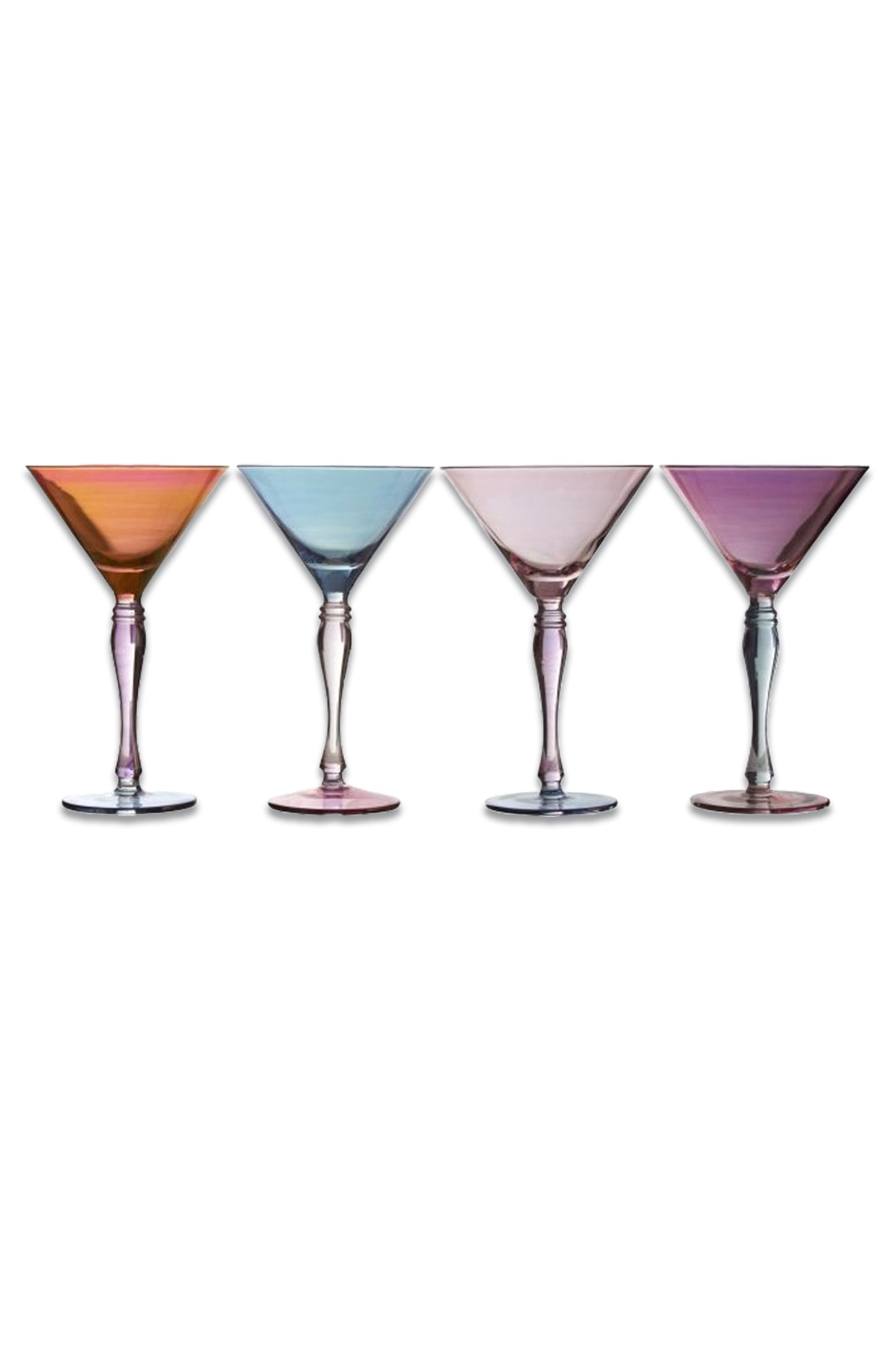 Assorted Colours Set Of 4 Aurora Cocktail Glasses