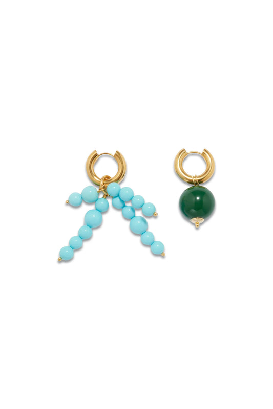 Mismatched Bead & 24kt Gold-plated Hoop Earrings