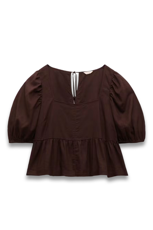 Alva Puff Sleeve Linen Beach Top
