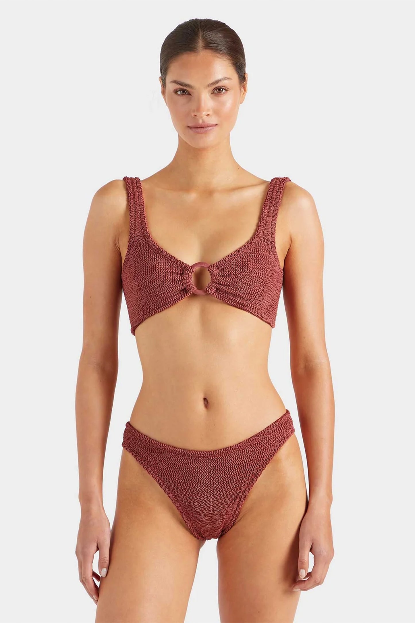 Julia Bikini With Tonal Hoops Metallic Rosewood