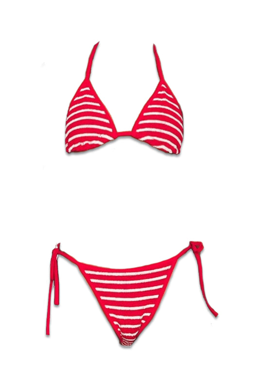 Gina Stripe Bikini in Red/White
