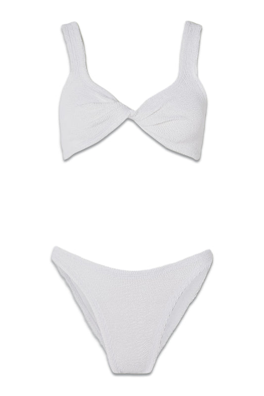 + NET SUSTAIN Juno Twist-front Seersucker Bikini White