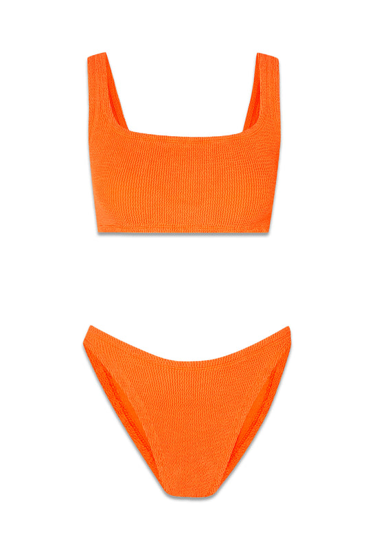 Xandra Crinkle-knit Bikini Orange