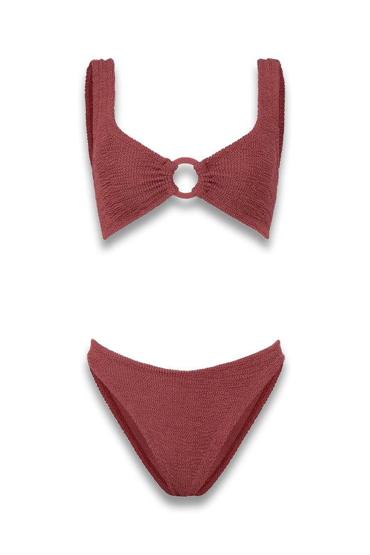Julia Bikini With Tonal Hoops Metallic Rosewood