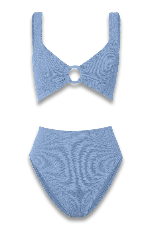 Nadine Bikini With Tonal Hoops Cornflower