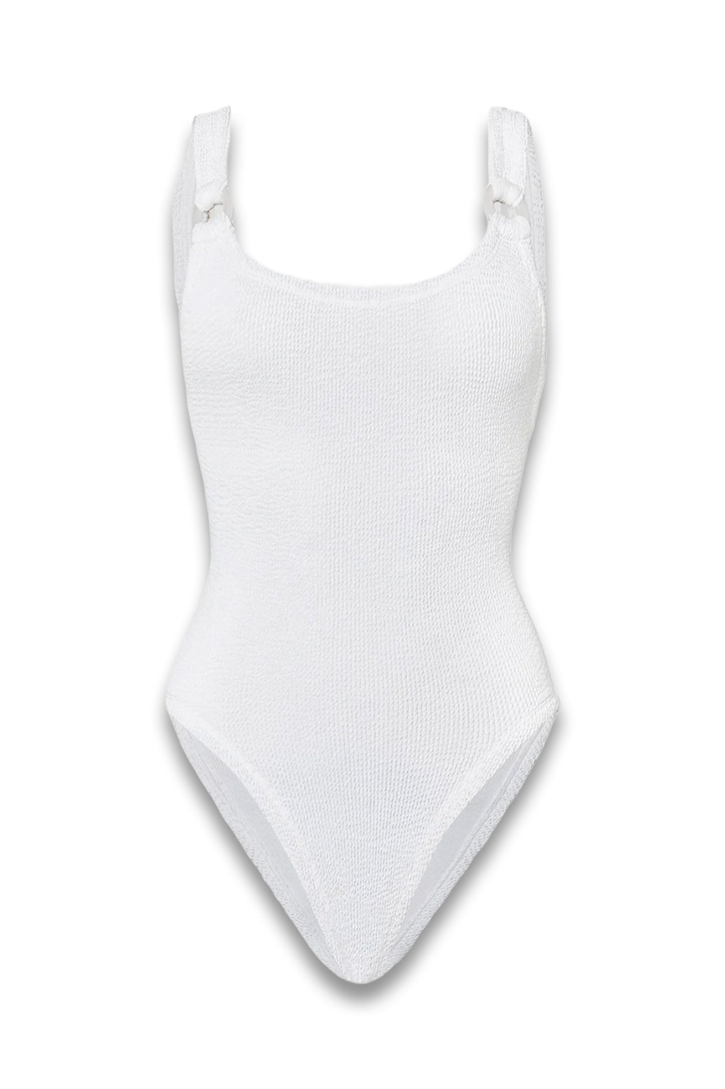 Domino Swimsuit With Pearly Hoops in White