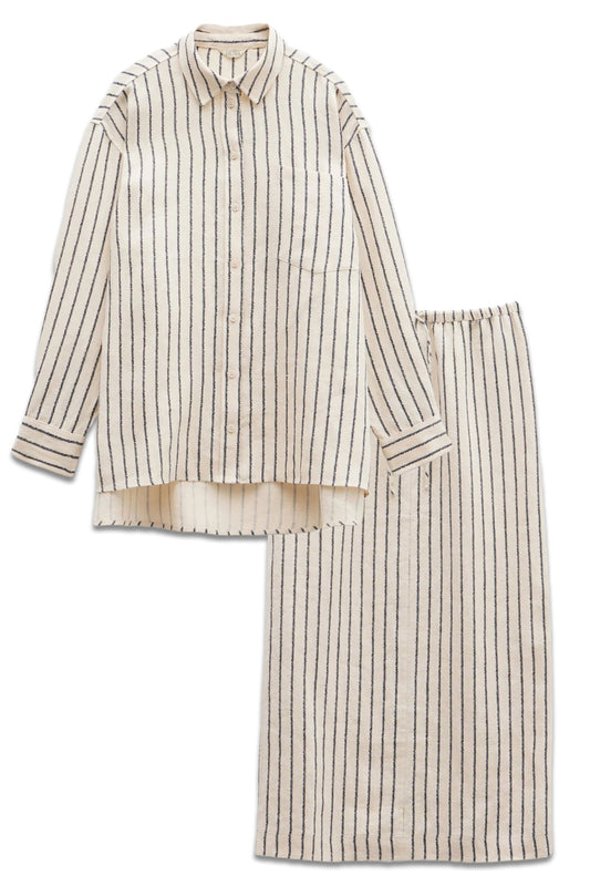 Elysia Stripe Relaxed Shirt And Paula Skirt Co Ord