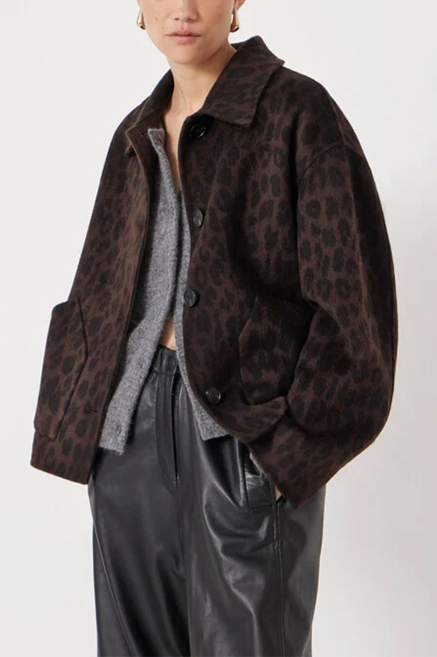 Pure Wool Leopard Double Faced Jacket