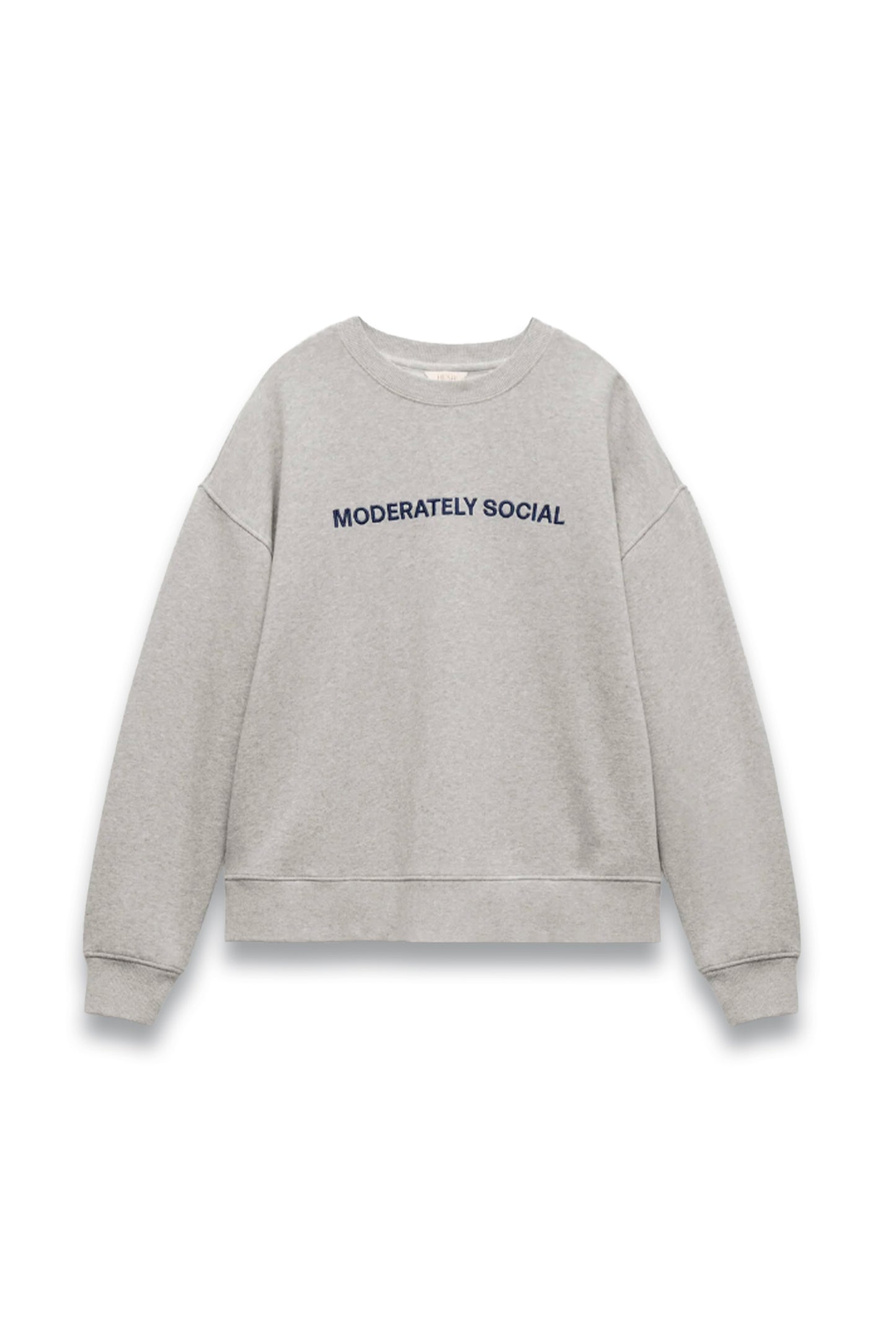 Moderately Social Embroidered Graphic Cotton Sweatshirt