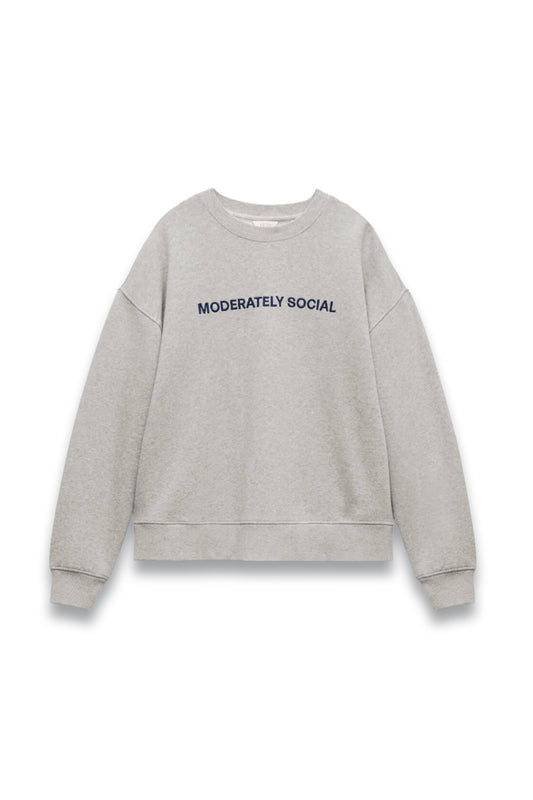 Moderately Social Embroidered Graphic Cotton Sweatshirt