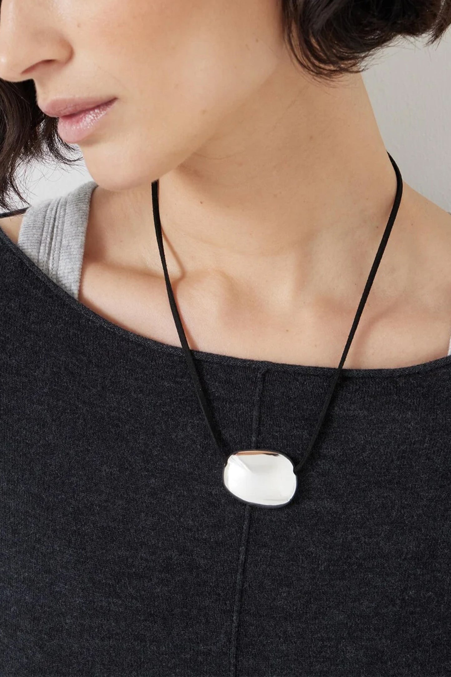 Pebble Pendant Cord Necklace