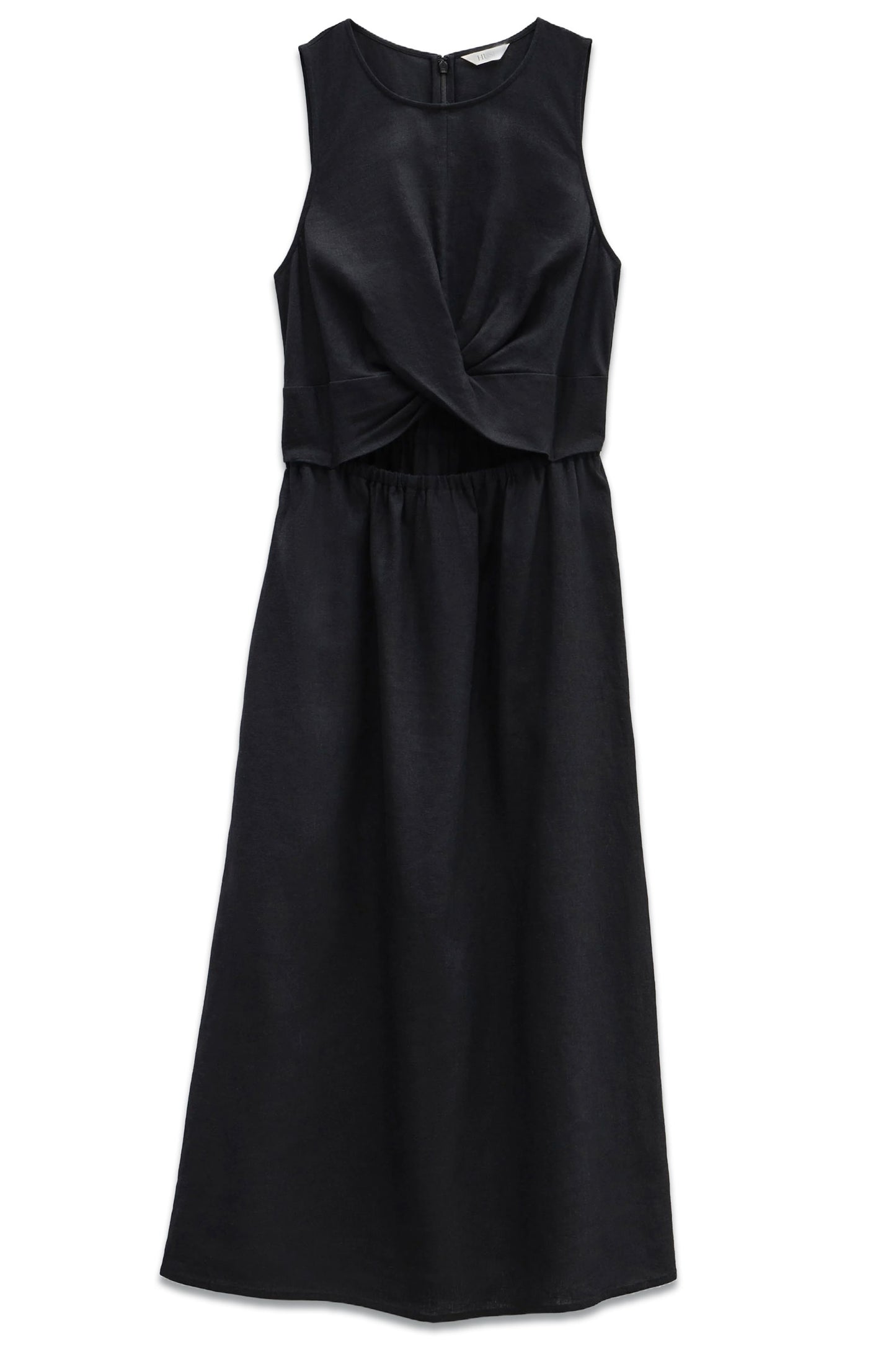 Maggie Twist Front Linen Midi Dress