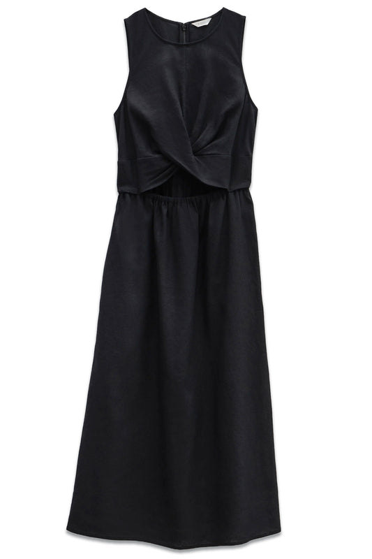 Maggie Twist Front Linen Midi Dress