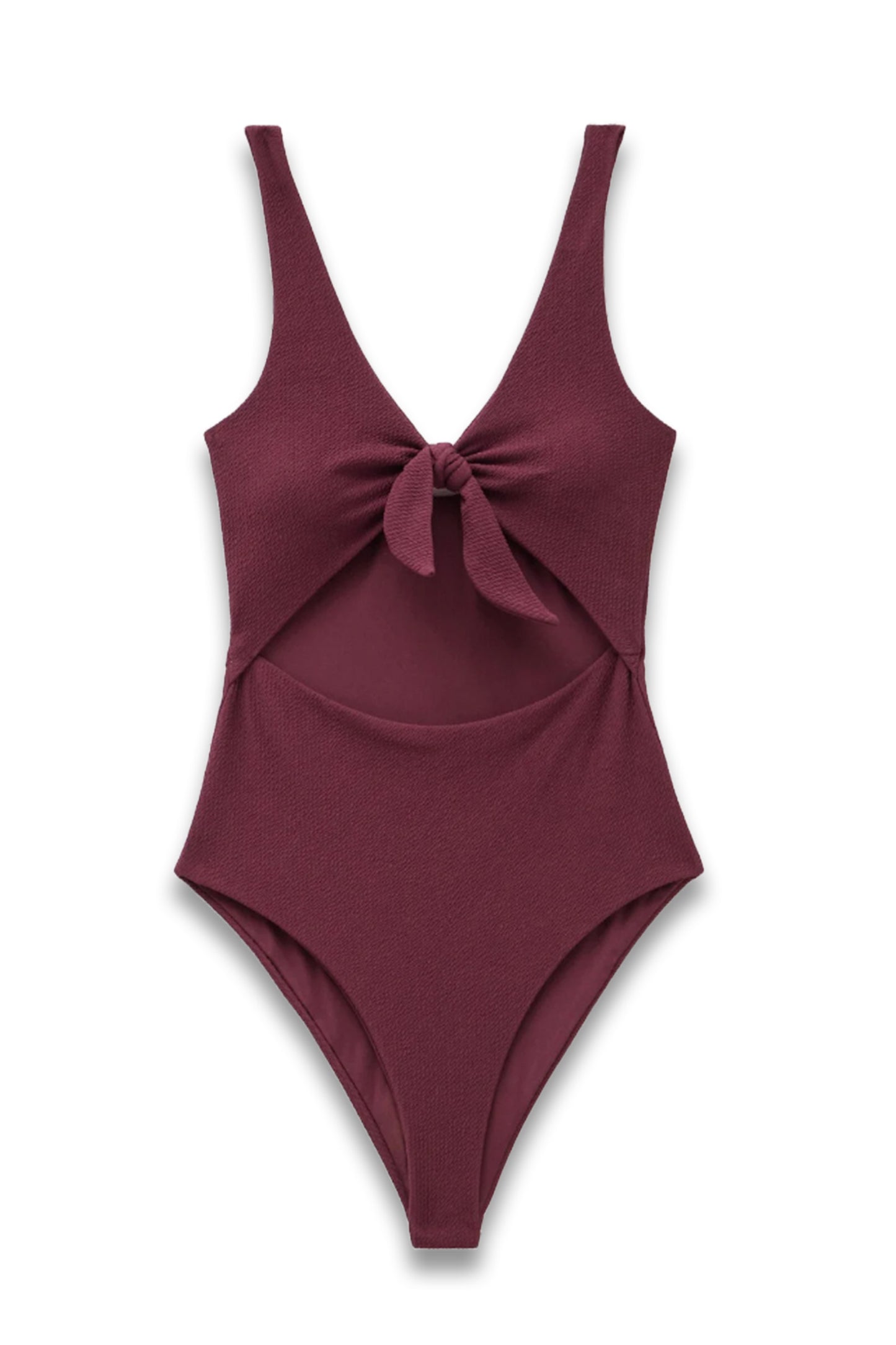 Tie Front Texture Swimsuit