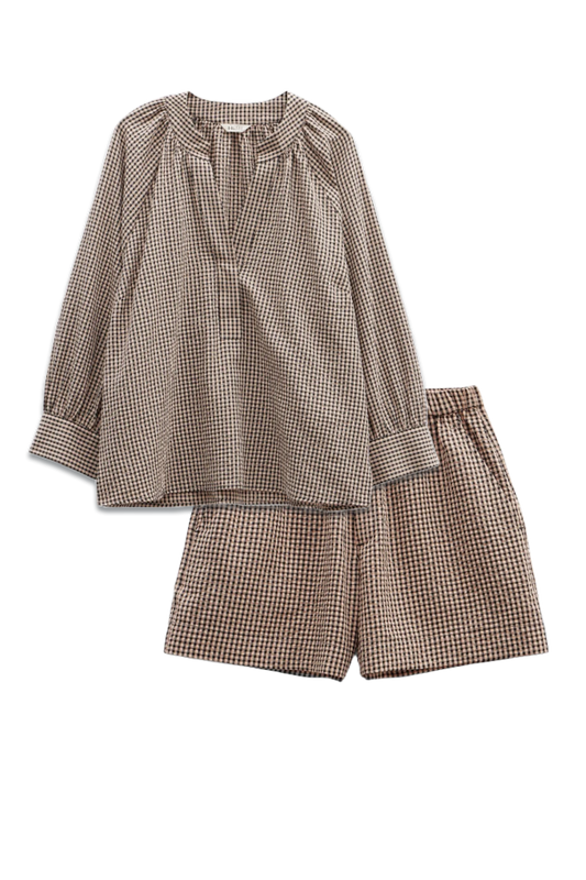 Rhea Cotton Placket Detail Top and Margot Boxer Short