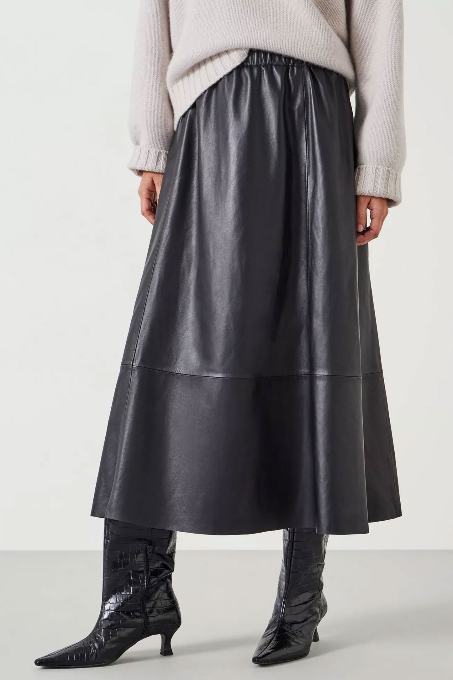 Agatha Leather Midi Skirt