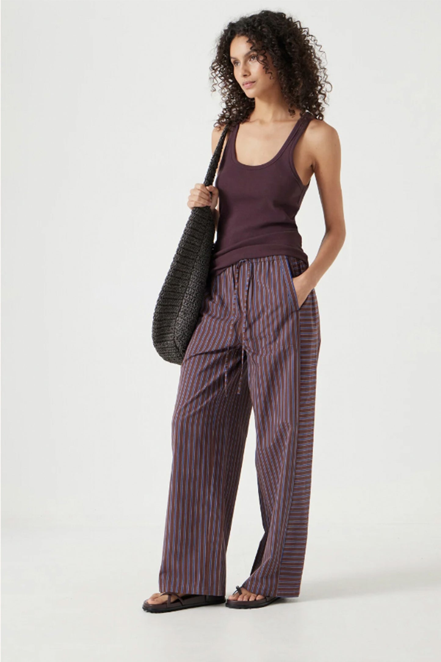 Cotton Stripe Pull On Trousers
