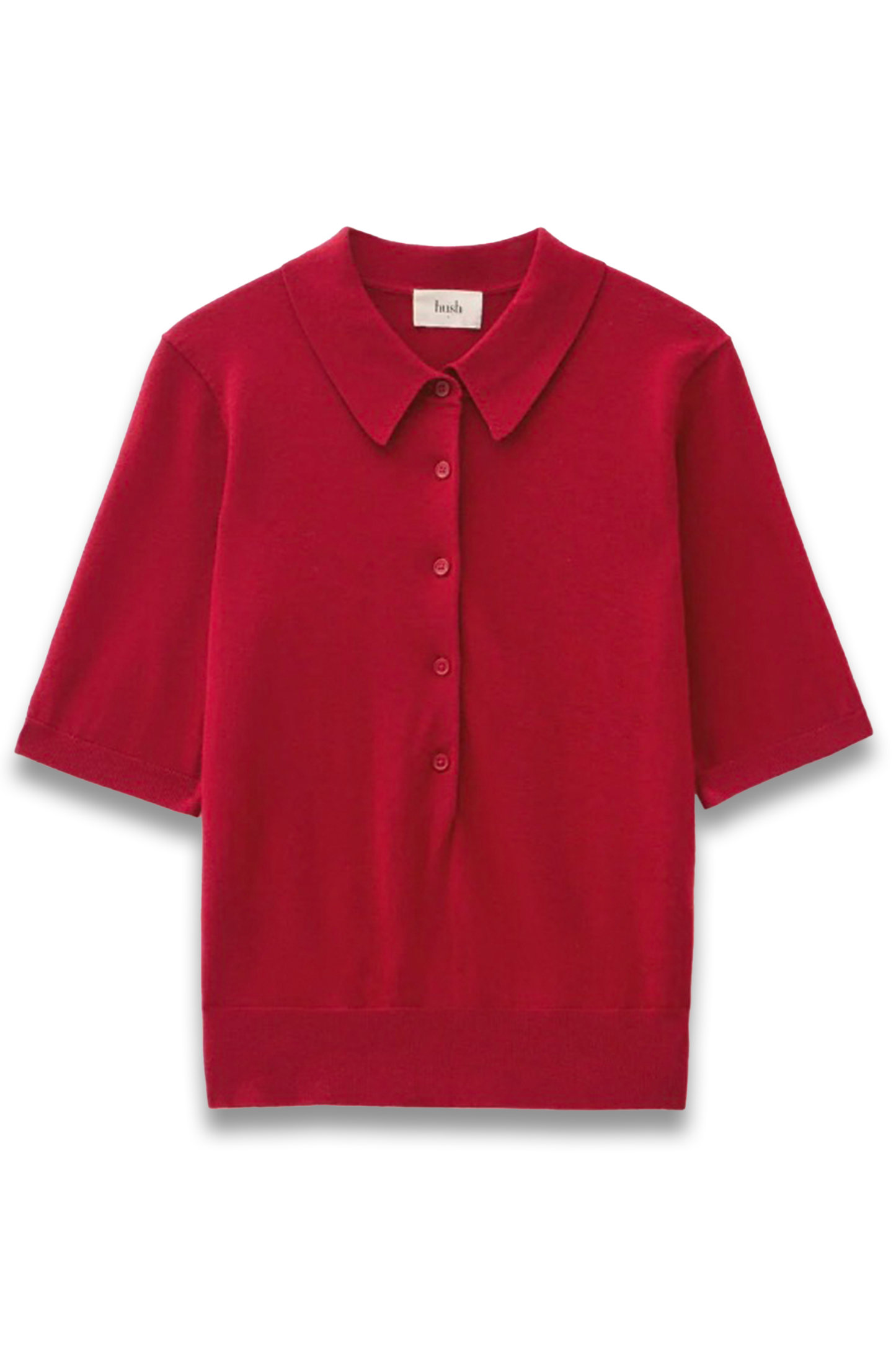 Fine Knit Short Sleeve Polo Top