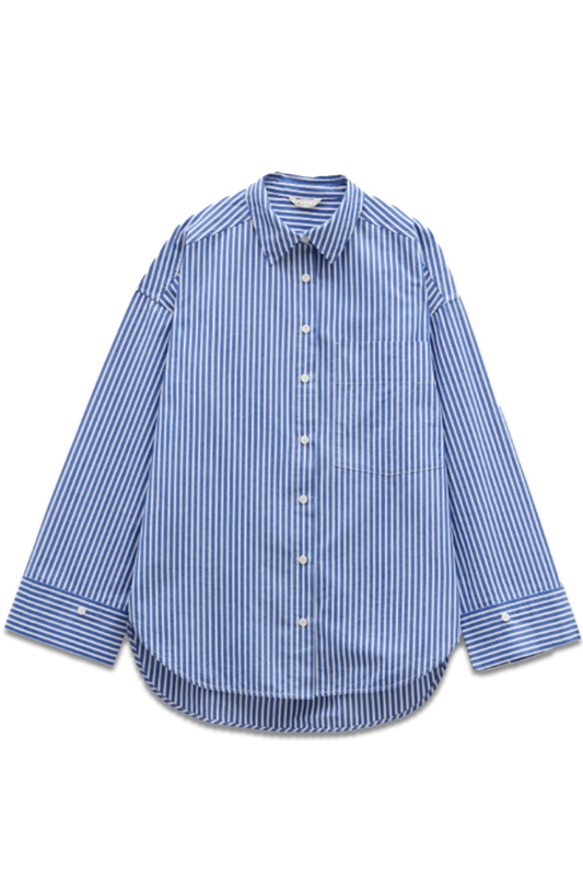 Blue/White Indy Oversized Stripe Shirt