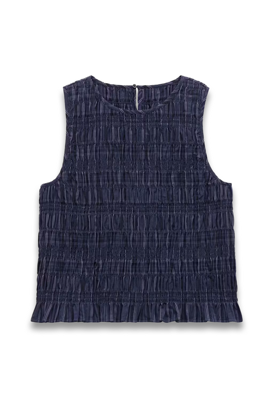 Maddie Shirred Cotton Check Shell Top