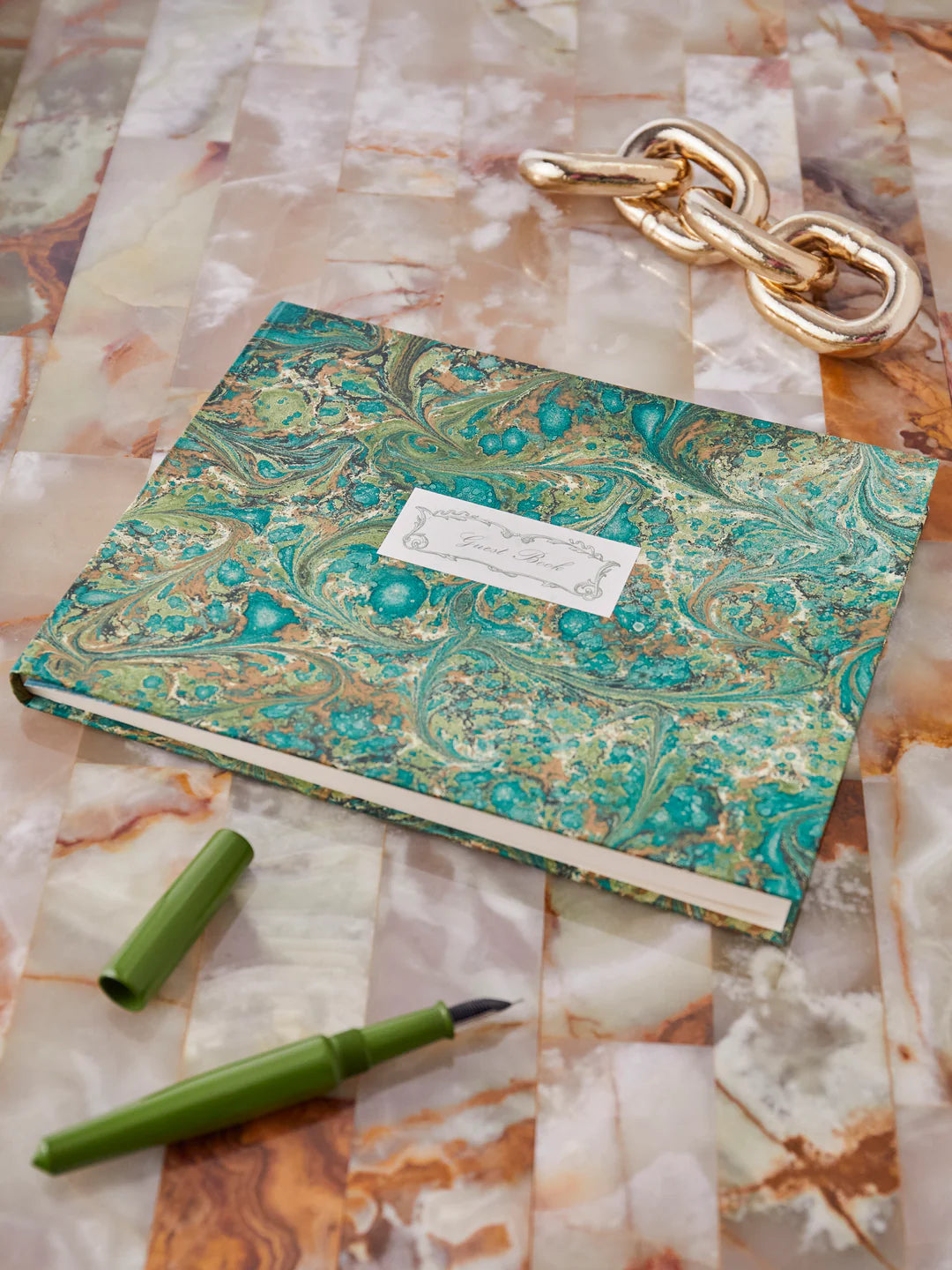 Hand-Marbled Guest Book