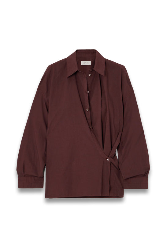 Twist-front Cotton-poplin Wrap Shirt