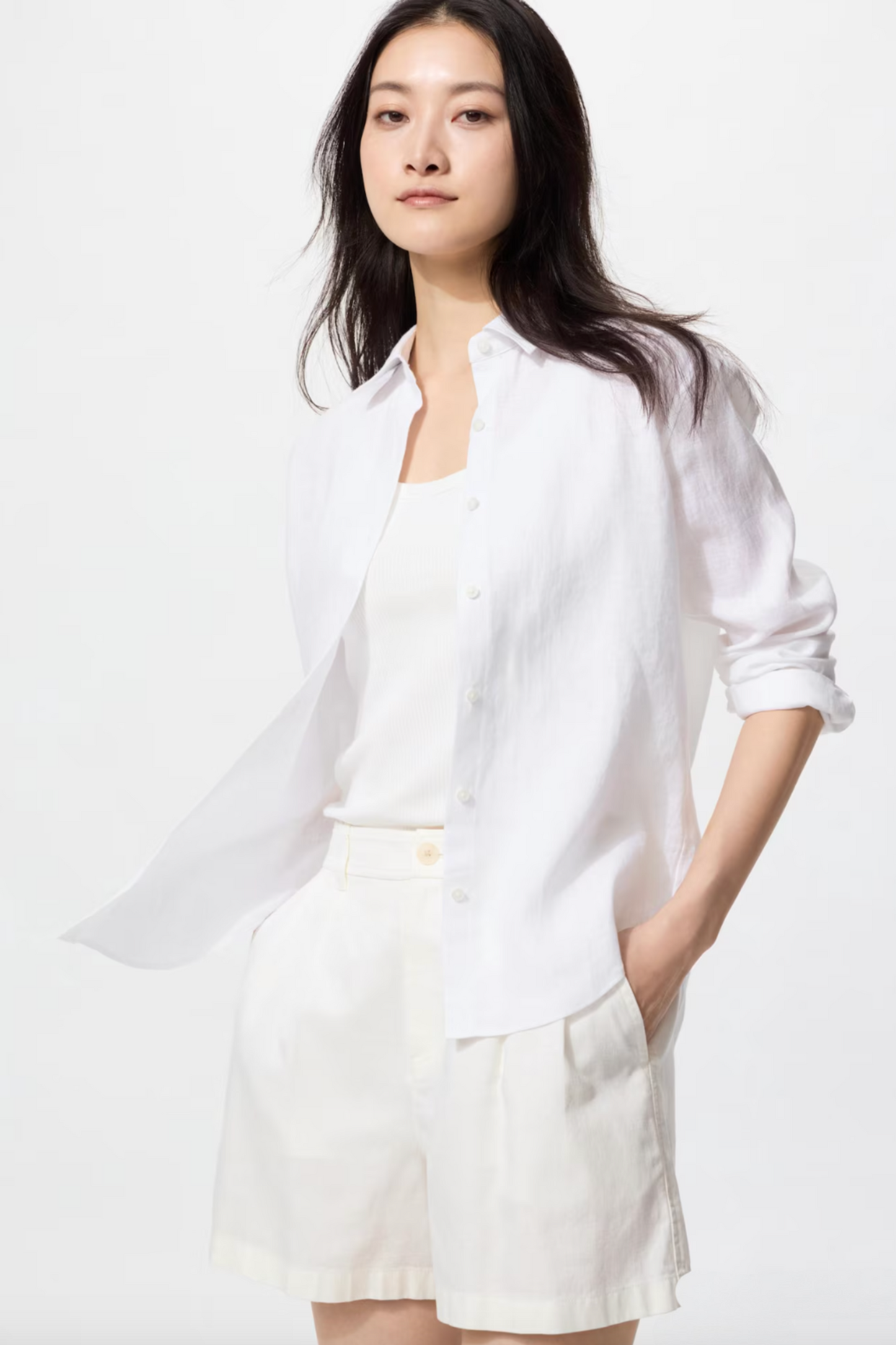 100% Premium Linen Shirt in White
