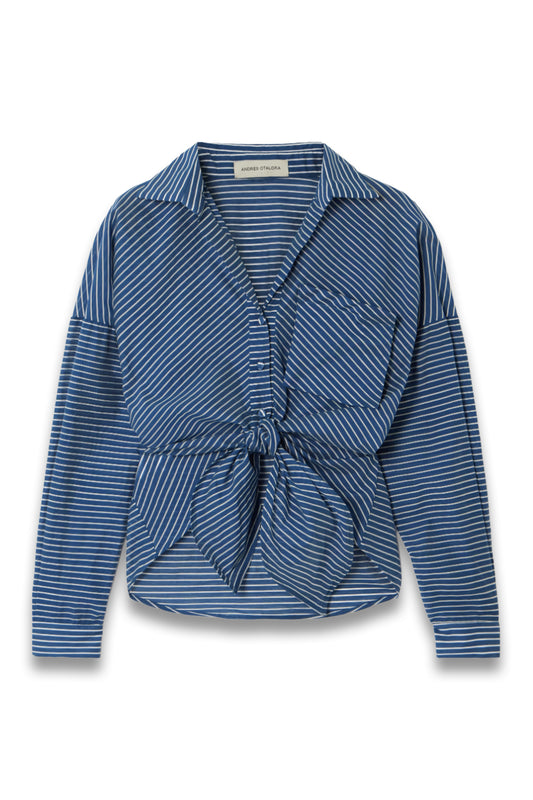 Ilusion Tie-Detailed Striped Cotton-Voile Shirt