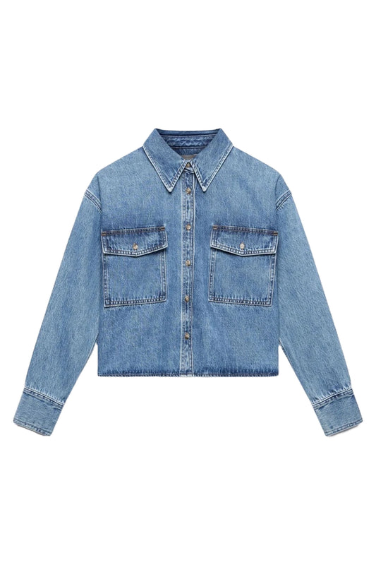 Indigo Cropped Denim Shirt