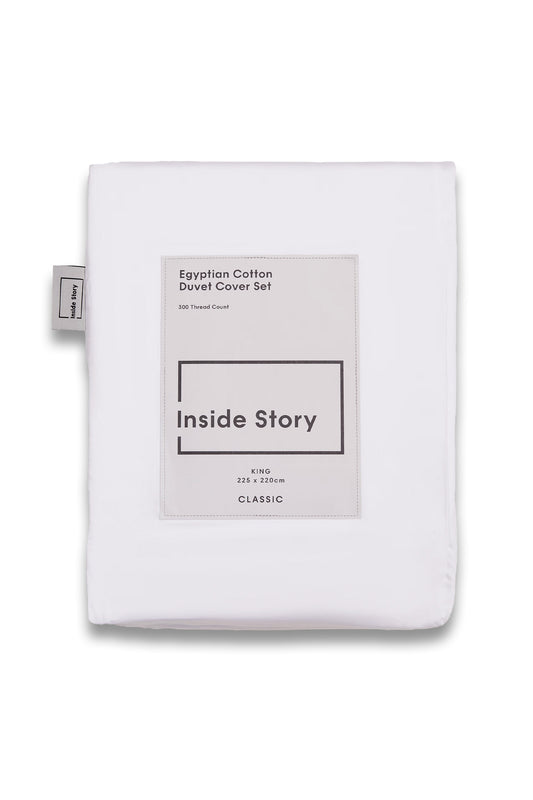 Avery Egyptian Cotton Duvet Set In White 300 Thread Count
