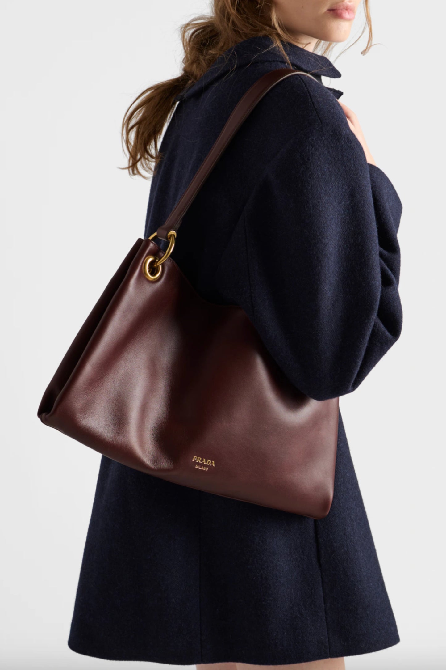 Etude Large Leather Shoulder Bag