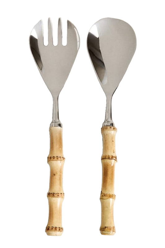 Salad Cutlery With Bamboo Handle