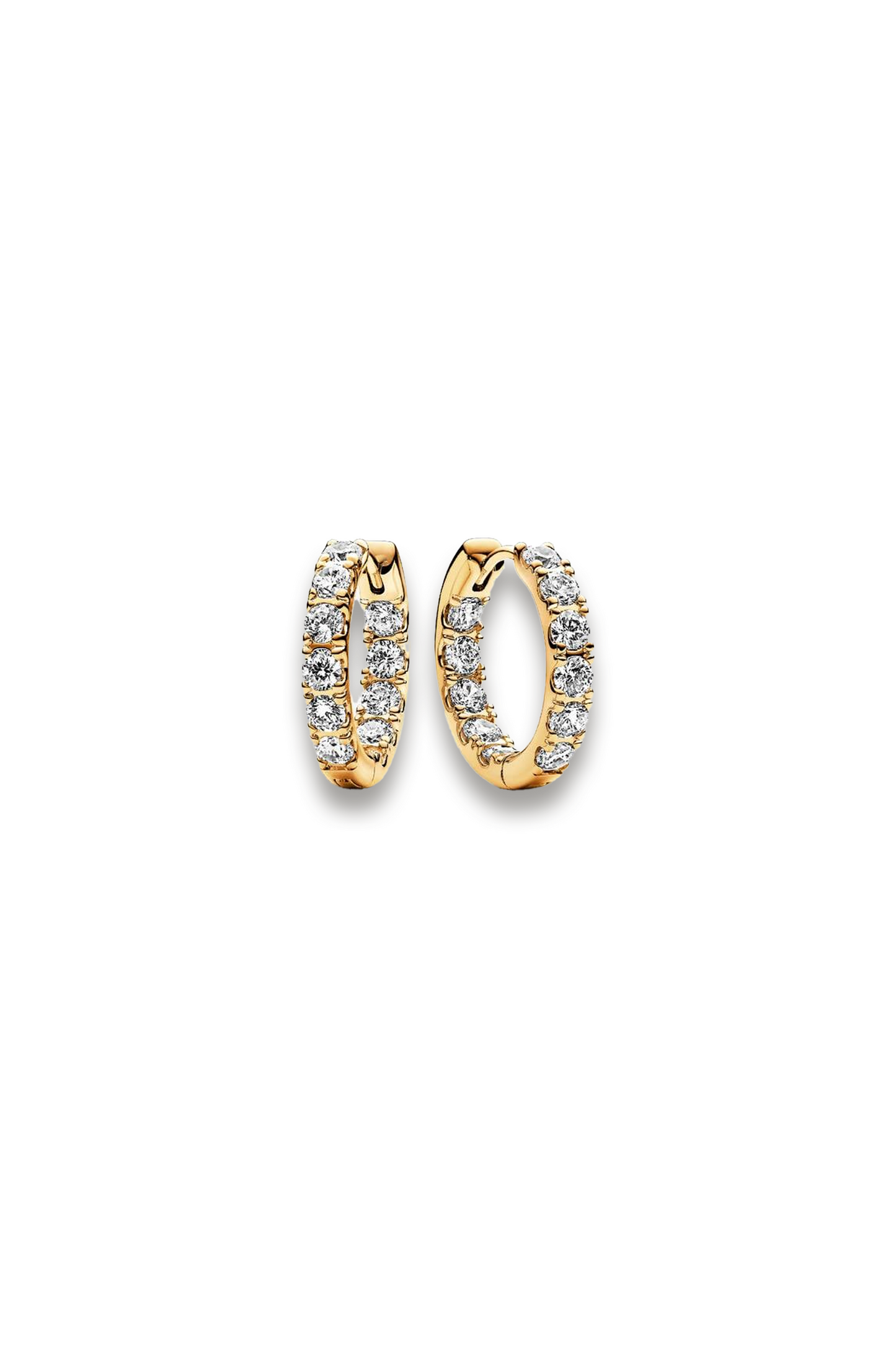 Sparkling Row Eternity Hoop Earrings in Gold