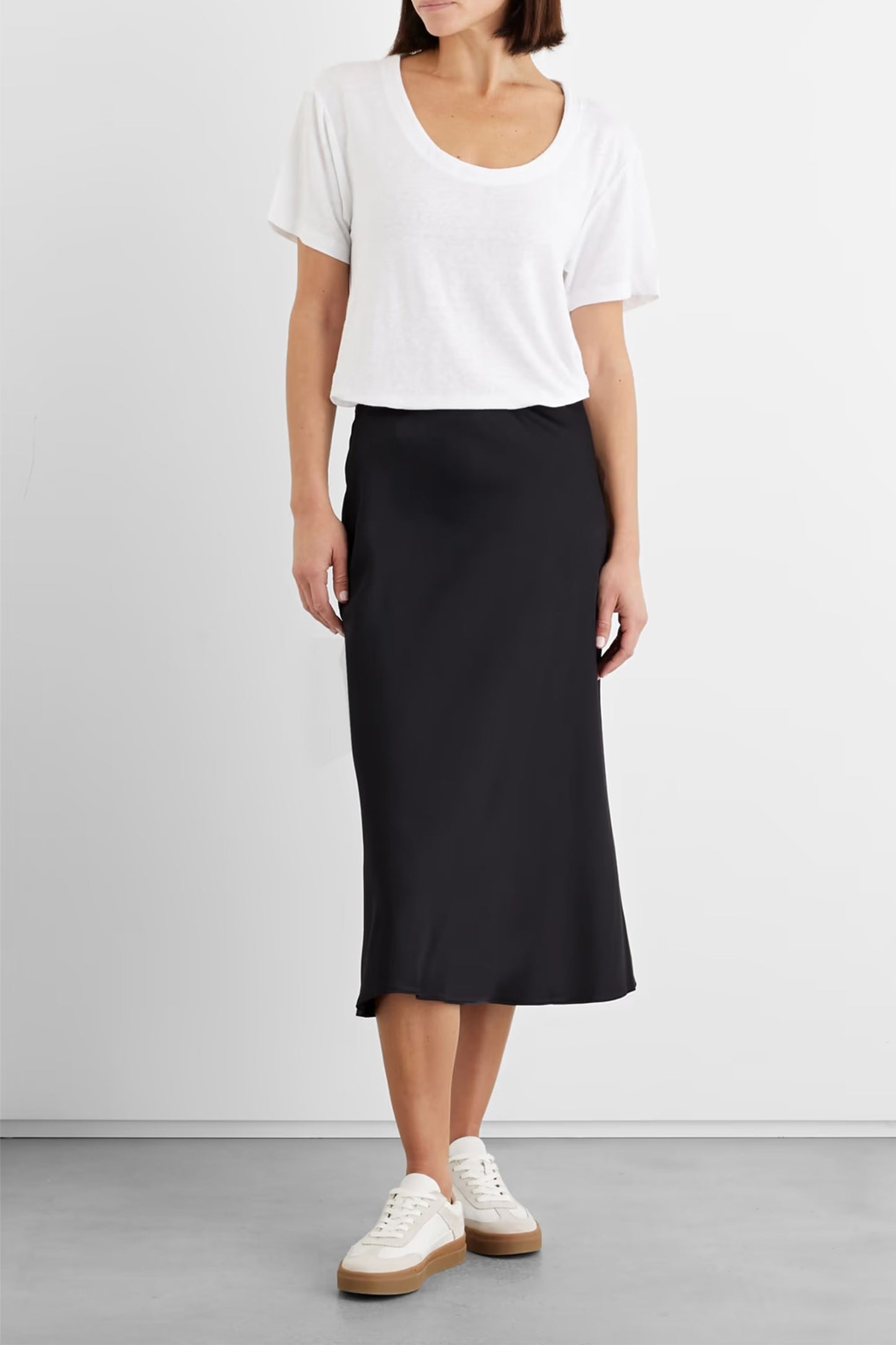 Margot Satin-crepe Midi Skirt