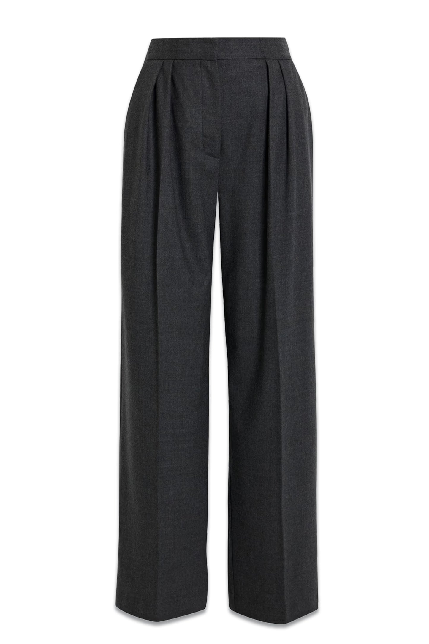 Maya Pleated Wool-blend Flannel Wide-leg Pants