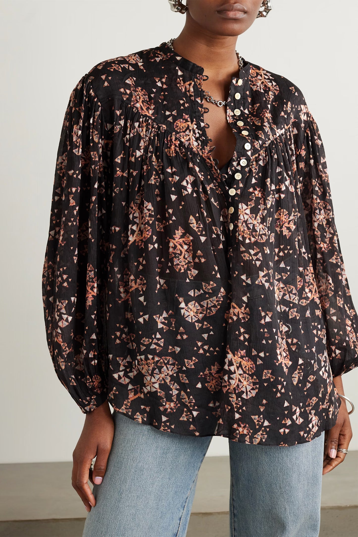 Kiledia Printed Cotton And Silk-blend Crepe Blouse