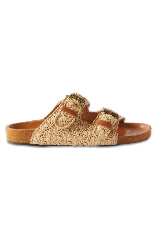 Lennyo Raffia and Leather Sandals
