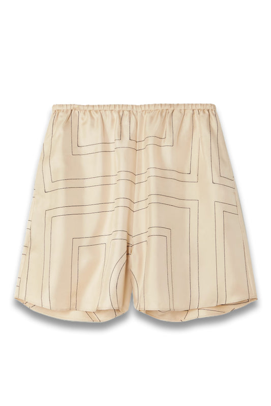 Embroidered Silk-Twill Shorts