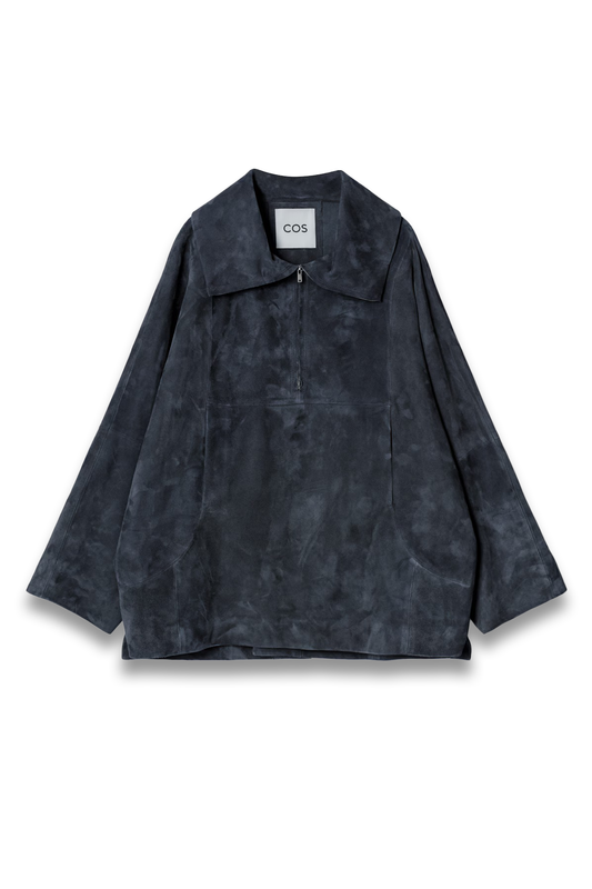 Suede Half-Zip Blouson Jacket