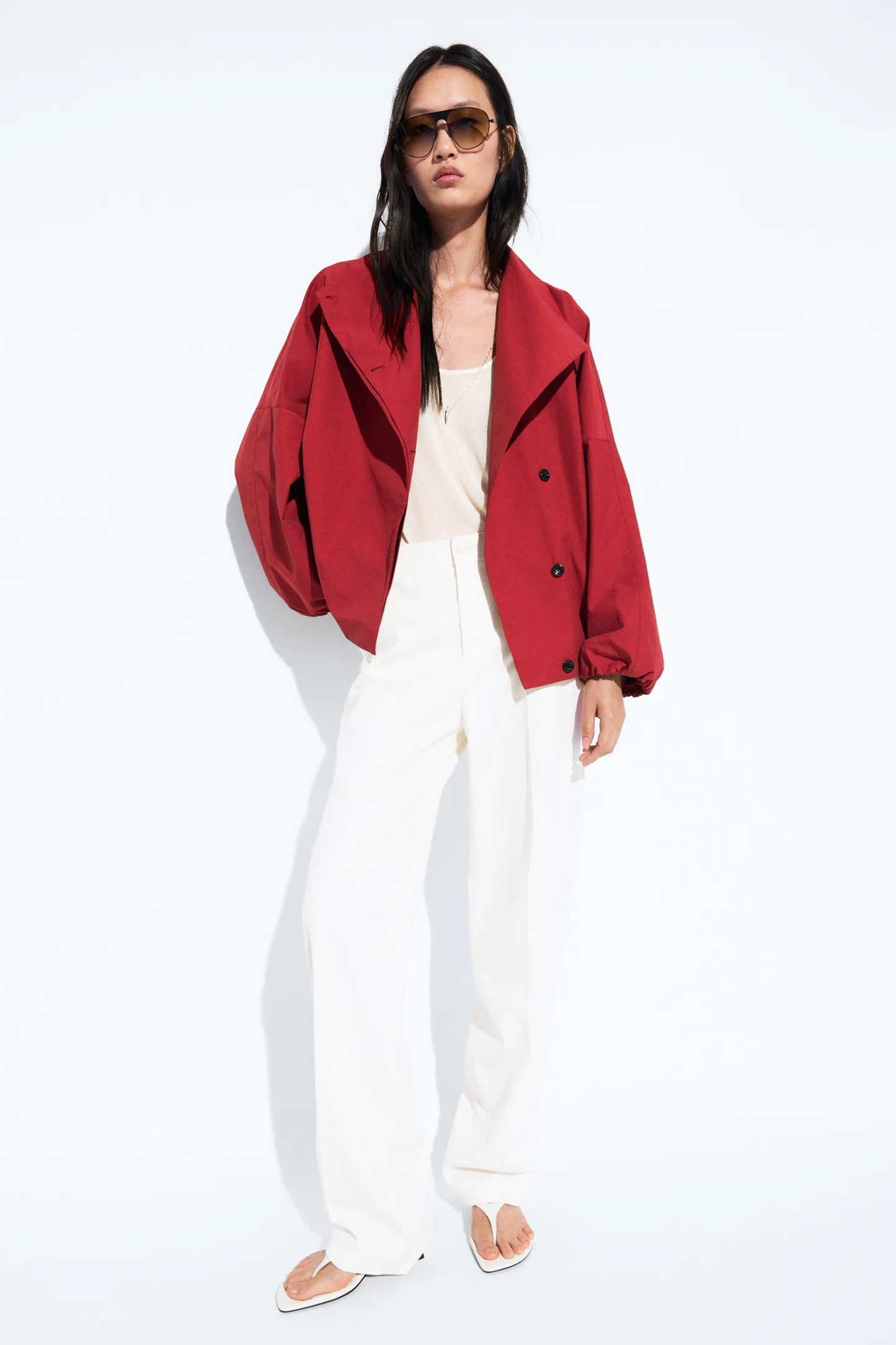 Cotton Blend Technical Jacket with Side Button