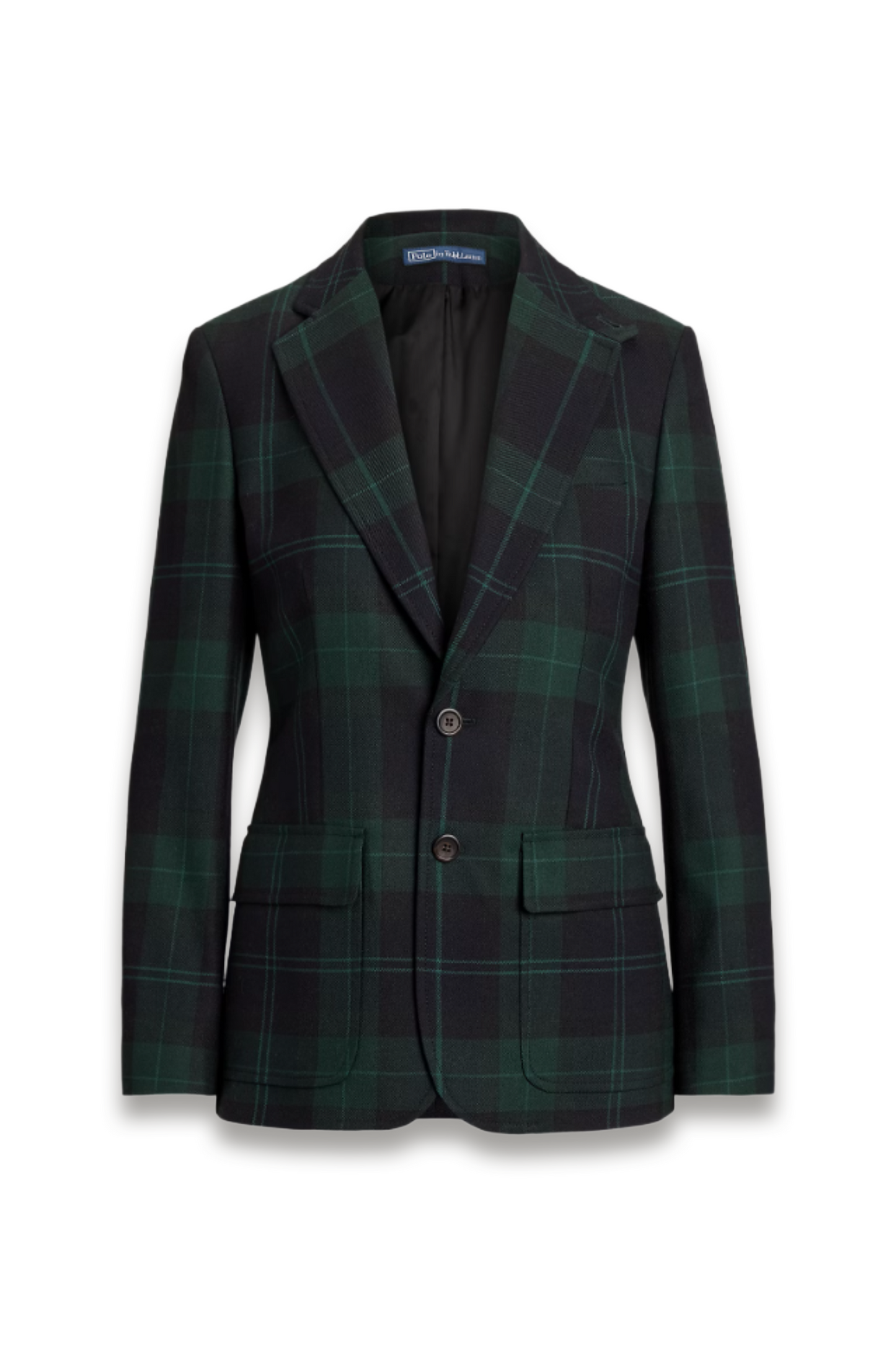 Single-Breasted Plaid Wool Blazer