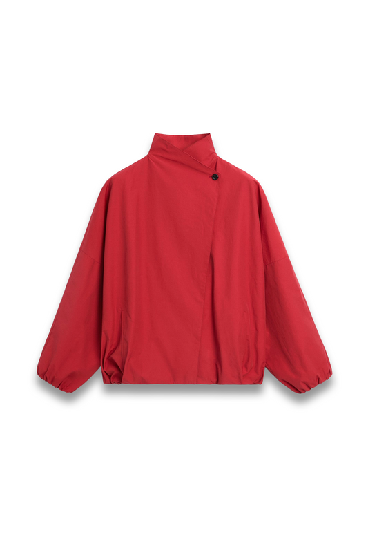 Cotton Blend Technical Jacket with Side Button