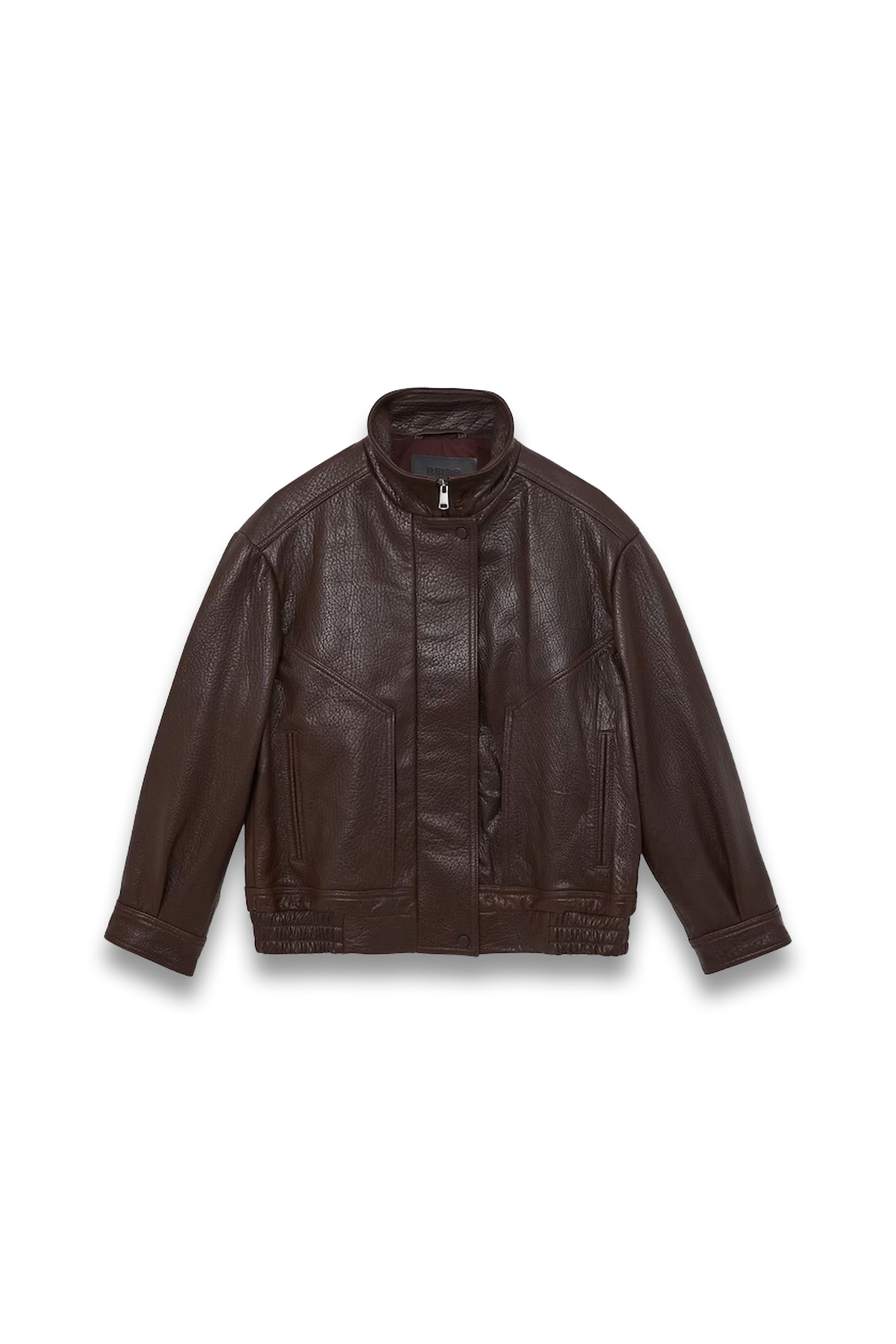 Kiara Oversize Grained-leather Bomber Jacket In Burgundy