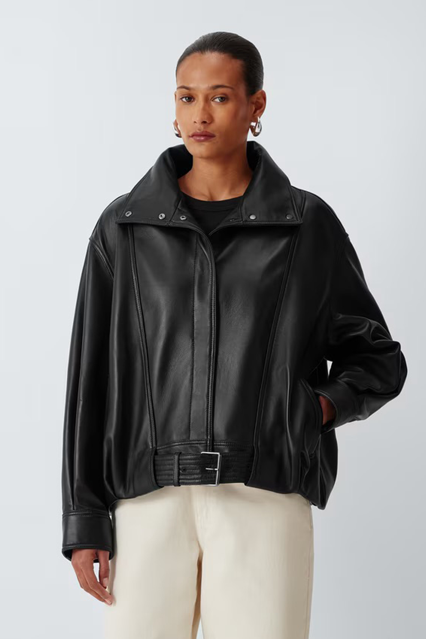 Leather Bomber Jacket in Black