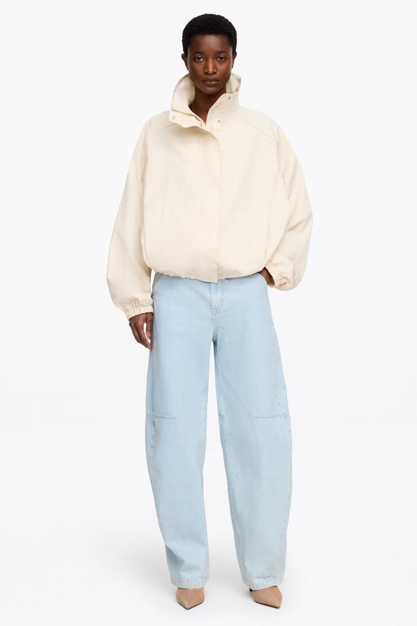 Funnel-neck Nylon Jacket