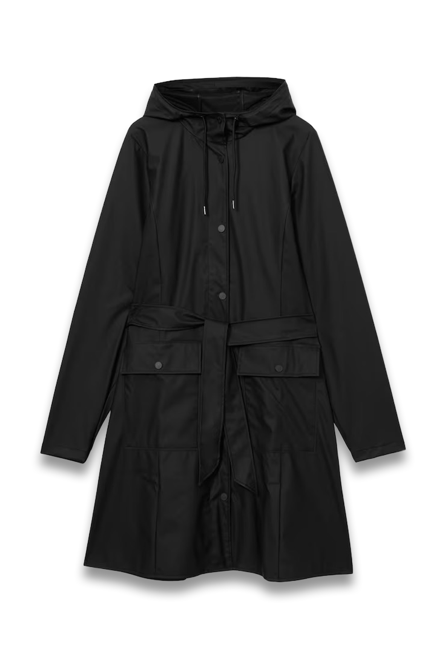 Belted Black Raincoat