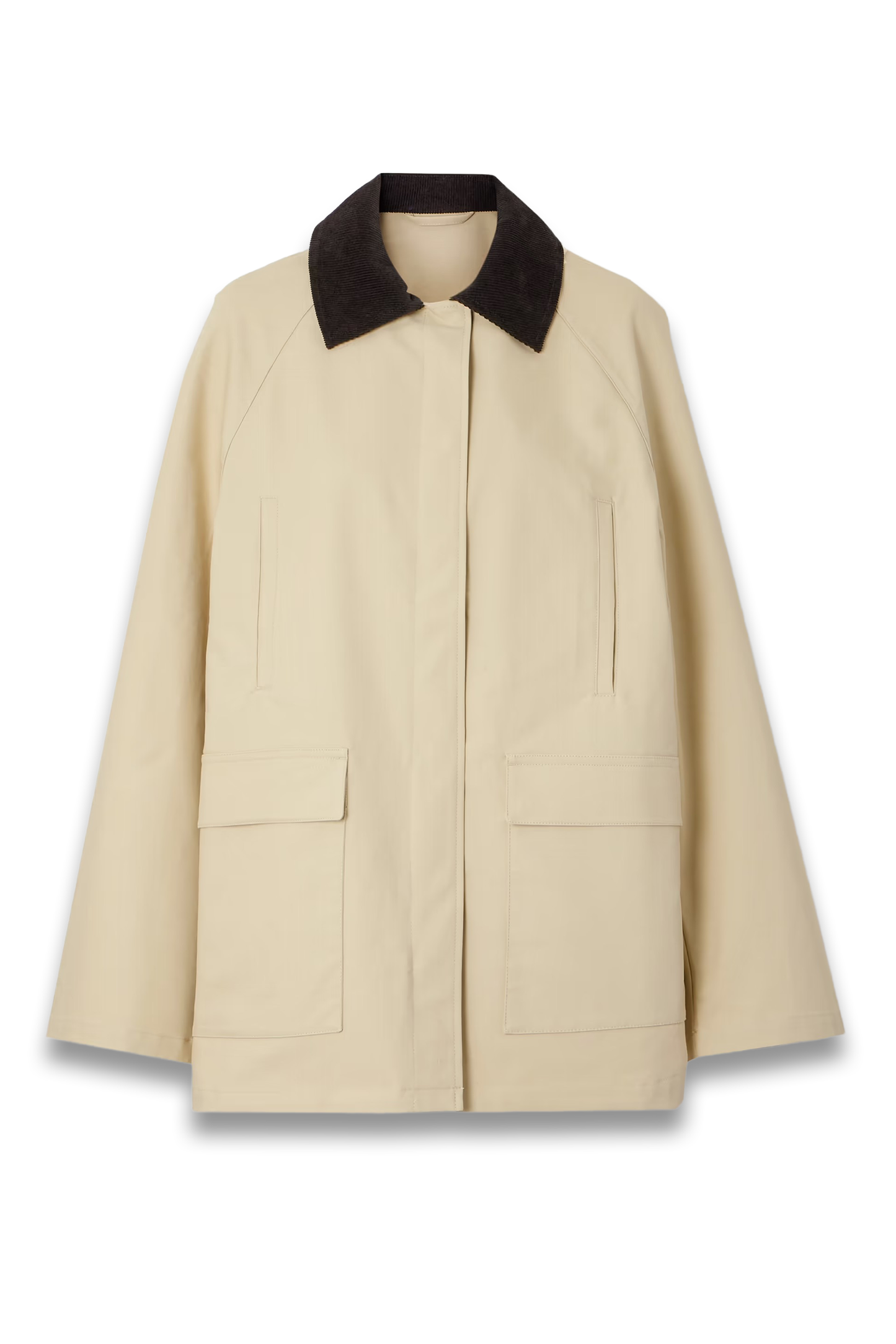 Corduroy-trimmed Coated-canvas Jacket