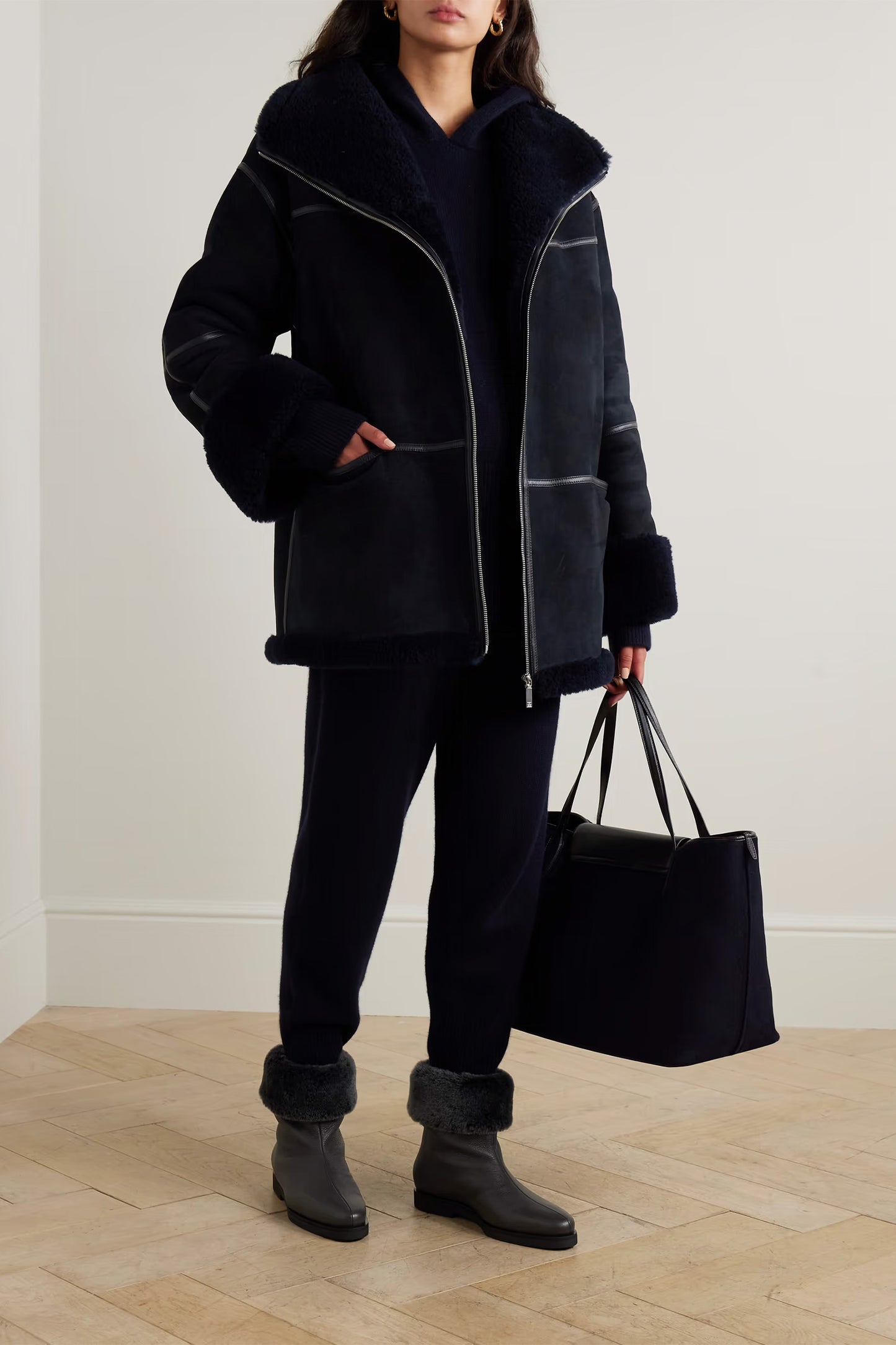 Menfi Leather-trimmed Shearling Jacket