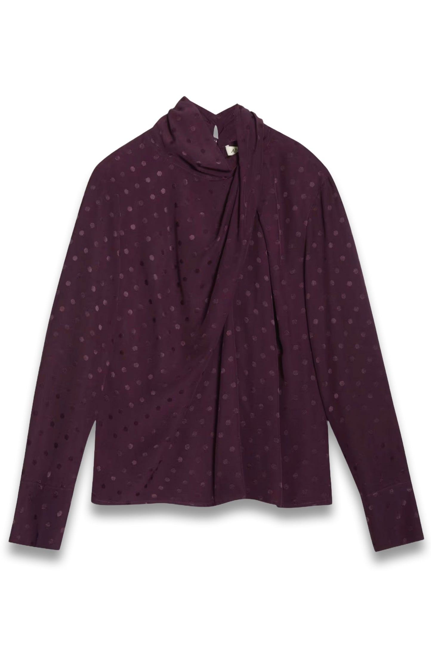 Jacquard High Neck Twist Front Blouse
