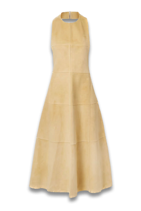 Favola Open-back Suede Halterneck Midi Dress